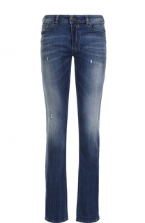 Джинсы прямого кроя с потертостями Diesel