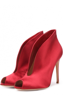 Текстильные ботильоны Vamp с открытым мысом на шпильке Gianvito Rossi