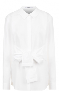 Приталенная хлопковая блуза с поясом T by Alexander Wang