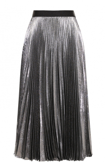 Плиссированная шелковая юбка с металлизированной отделкой Christopher Kane