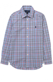 Хлопковая рубшка с принтом и воротником button down Polo Ralph Lauren