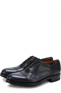 Кожаные оксфорды с брогированием Santoni