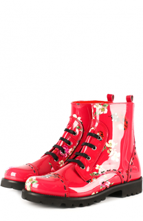 Ботинки из лаковой кожи с принтом Dolce &amp; Gabbana