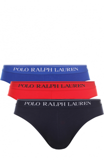 Комплект из трех хлопковых брифов с широкой резинкой Ralph Lauren