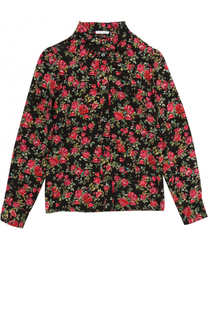 Шелковая блуза с цветочным принтом и бантом Dolce &amp; Gabbana