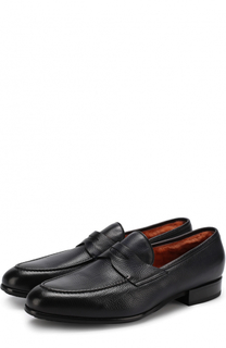 Кожаные пенни-лоферы с внутренней меховой отделкой Santoni