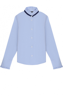Хлопковая блуза с контрастной отделкой и оборками Dal Lago