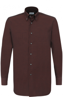 Сорочка из смеси хлопка и кашемира с воротником button down Brioni