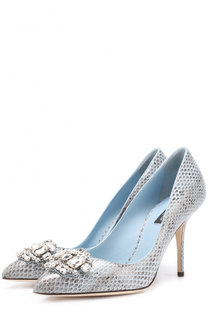 Кожаные туфли Bellucci с тиснением и брошью Dolce &amp; Gabbana