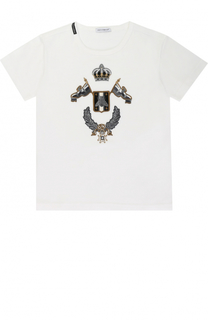 Хлопковая футболка с аппликациями Dolce &amp; Gabbana