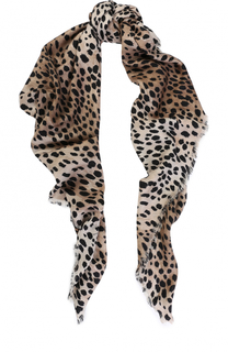 Платок из смеси шерсти и шелка с леопардовым принтом Roberto Cavalli