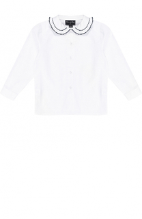 Хлопковая блуза с контрастной отделкой Oscar de la Renta