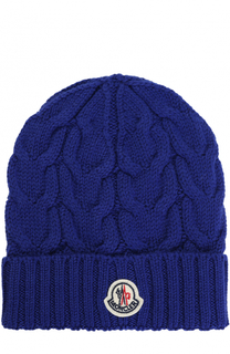Шерстяная шапка фактурной вязки Moncler Enfant