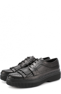 Кожаные дерби с бахромой и брогированием Tod’s Tods