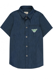 Рубашка из денима с логотипом бренда Giorgio Armani