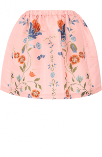 Мини-юбка с эластичным поясом и цветочным принтом REDVALENTINO