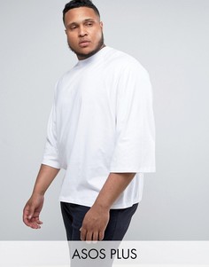 Белая свободная футболка с короткими рукавами летучая мышь ASOS PLUS - Белый