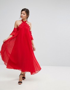 Плиссированное свободное платье с открытыми плечами True Decadence - Красный