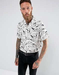 Рубашка классического кроя из вискозы с принтом перьев ASOS - Белый