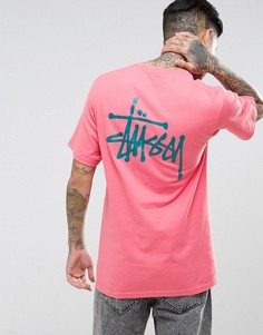 Футболка с логотипом на спине Stussy - Розовый