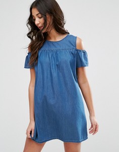 Джинсовое платье с открытыми плечами Brave Soul - Синий