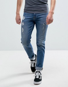 Синие рваные джинсы скинни ASOS - Синий