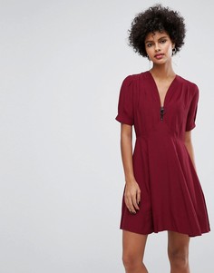 Чайное платье мини с молнией ASOS - Красный