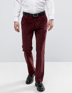 Бордовые прямые брюки с вельветовой отделкой ASOS - Красный