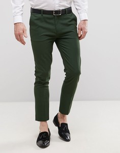 Темно-зеленые супероблегающие укороченные брюки в строгом стиле ASOS - Зеленый