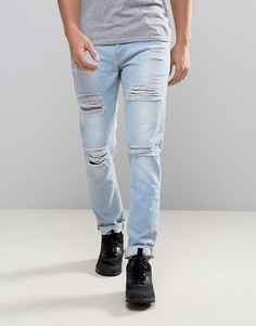 Голубые рваные джинсы скинни ASOS - Синий