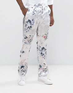 Прямые брюки с цветочным принтом ASOS - Белый