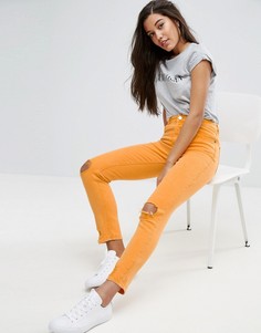 Оранжевые джинсы в винтажном стиле с заниженной талией и рваной отделкой ASOS FARLEIGH - Оранжевый