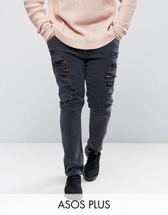 Супероблегающие рваные джинсы ASOS PLUS - Черный