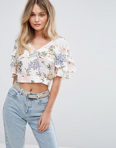 Кроп-топ с цветочным принтом и оборкой Miss Selfridge - Мульти