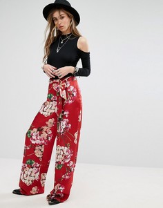 Широкие брюки с цветочным принтом Missguided - Мульти