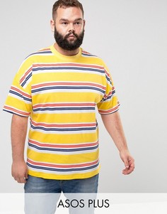Желтая футболка оверсайз в полоску ASOS PLUS - Желтый