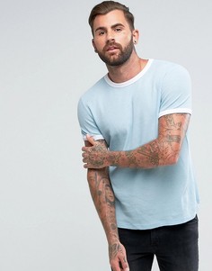 Синяя футболка из фактурного трикотажа ASOS - Синий