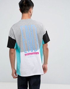 Оверсайз-футболка с контрастными вставками и принтом ASOS - Серый