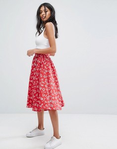 Короткая расклешенная юбка в стиле 50-х Hell Bunny - Красный