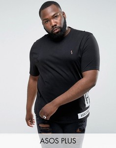 Свободная футболка с принтом черепа и эффектом кислотной стирки ASOS PLUS - Черный
