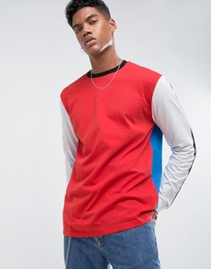 Длинный лонгслив в стиле колор блок ASOS - Красный