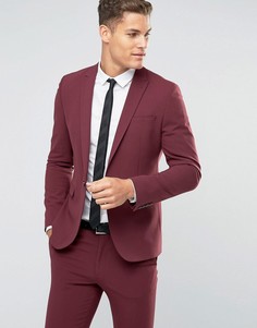 Бордовый пиджак зауженного кроя ASOS - Красный