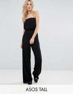Трикотажный комбинезон‑бандо с широкими штанинами ASOS TALL - Черный