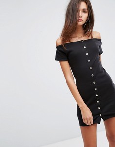 Платье с открытыми плечами и кнопками Daisy Street - Черный