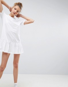 Платье-футболка мини с асимметричным краем ASOS - Белый