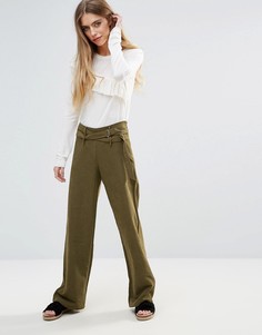 Широкие брюки с поясом First &amp; I - Зеленый
