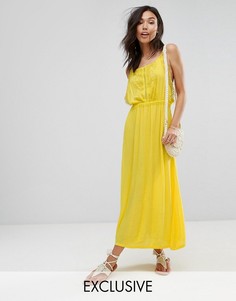 Платье макси с кружевом Boohoo - Желтый