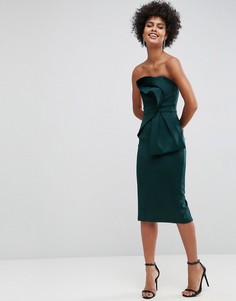 Платье-бандо миди с бантом ASOS - Зеленый