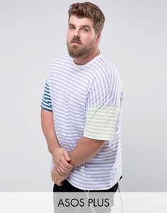 Свободная футболка в полоску ASOS PLUS - Мульти