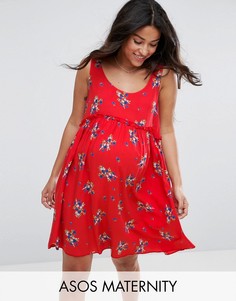 Свободное платье мини с цветочным принтом ASOS Maternity - Красный